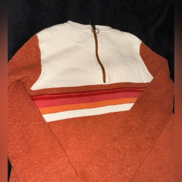 Free People Womens Colorblock Sweater Dress Orange Size medium Preloved - Picture 11 of 14